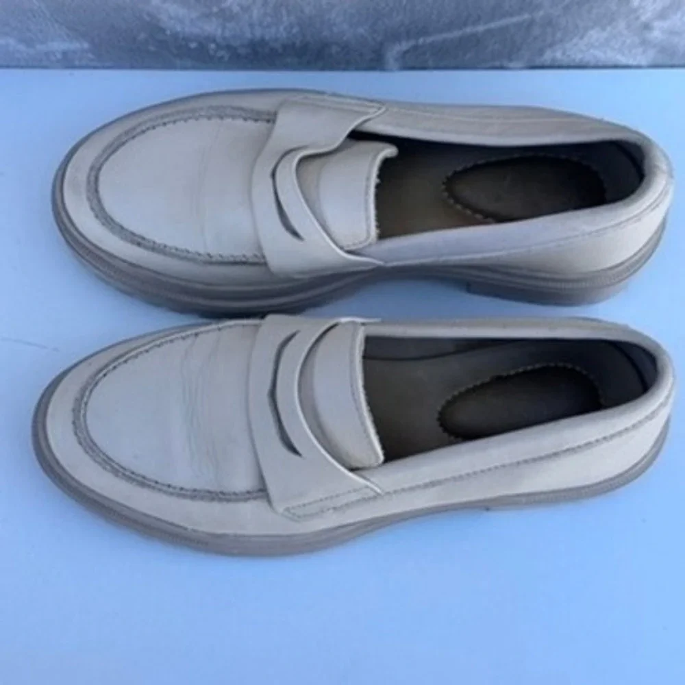 PATINA Zoe Chunky Loafer Cream White Leather Shoes Women US 6.5